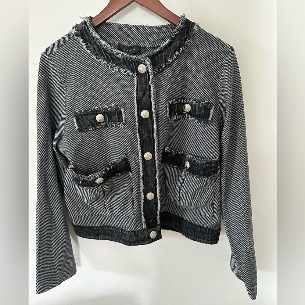 Gracia Denim double tone black jacket